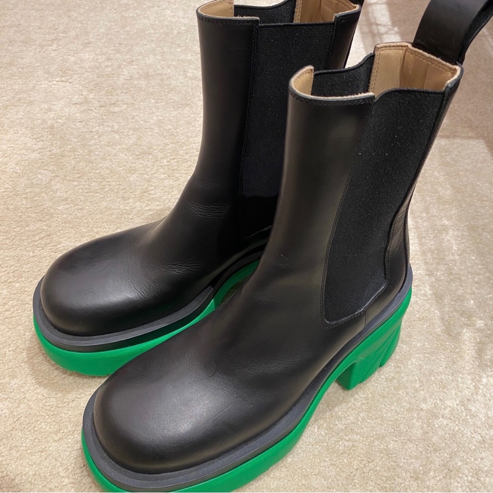 Bottega Veneta Black Boots with Green Soles